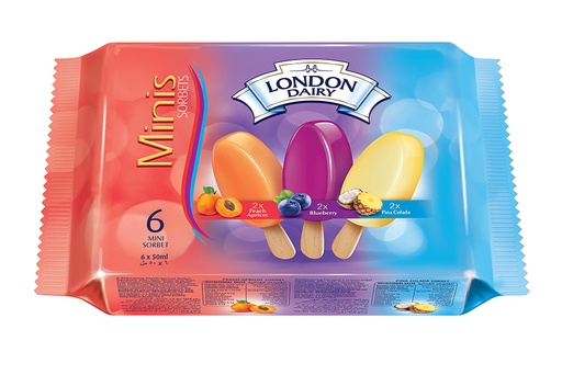 LD MP Sorbet Bars Peach-Apricot, Blueberry, Pinacolada 6x1.7 Fl Oz (1x8)