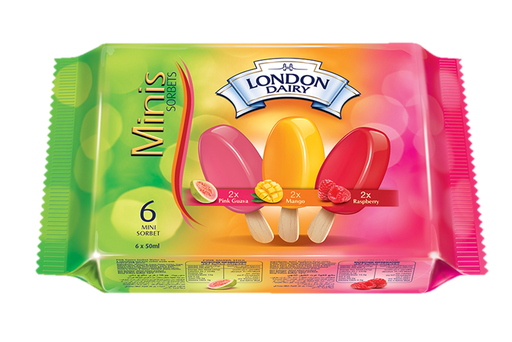 LD MP Sorbet Bars Mango, Raspberry, Pink-guava 6x1.7 Fl Oz (1x8)